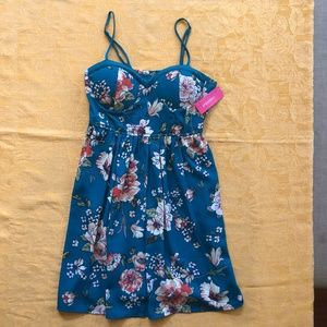 New Teal Floral Dress XS cute and flirty